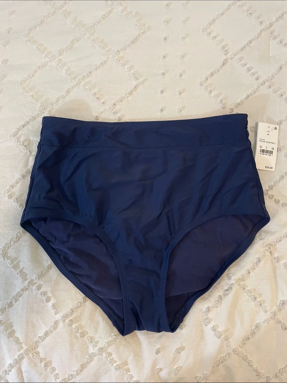 Lands' End High-Waist Bikini Bottoms - Navy Blue